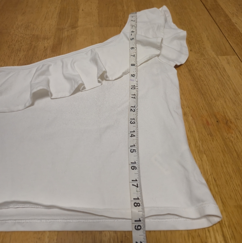 Maeve White Asymmetrical Ruffled Blouse - Picture 7 of 7